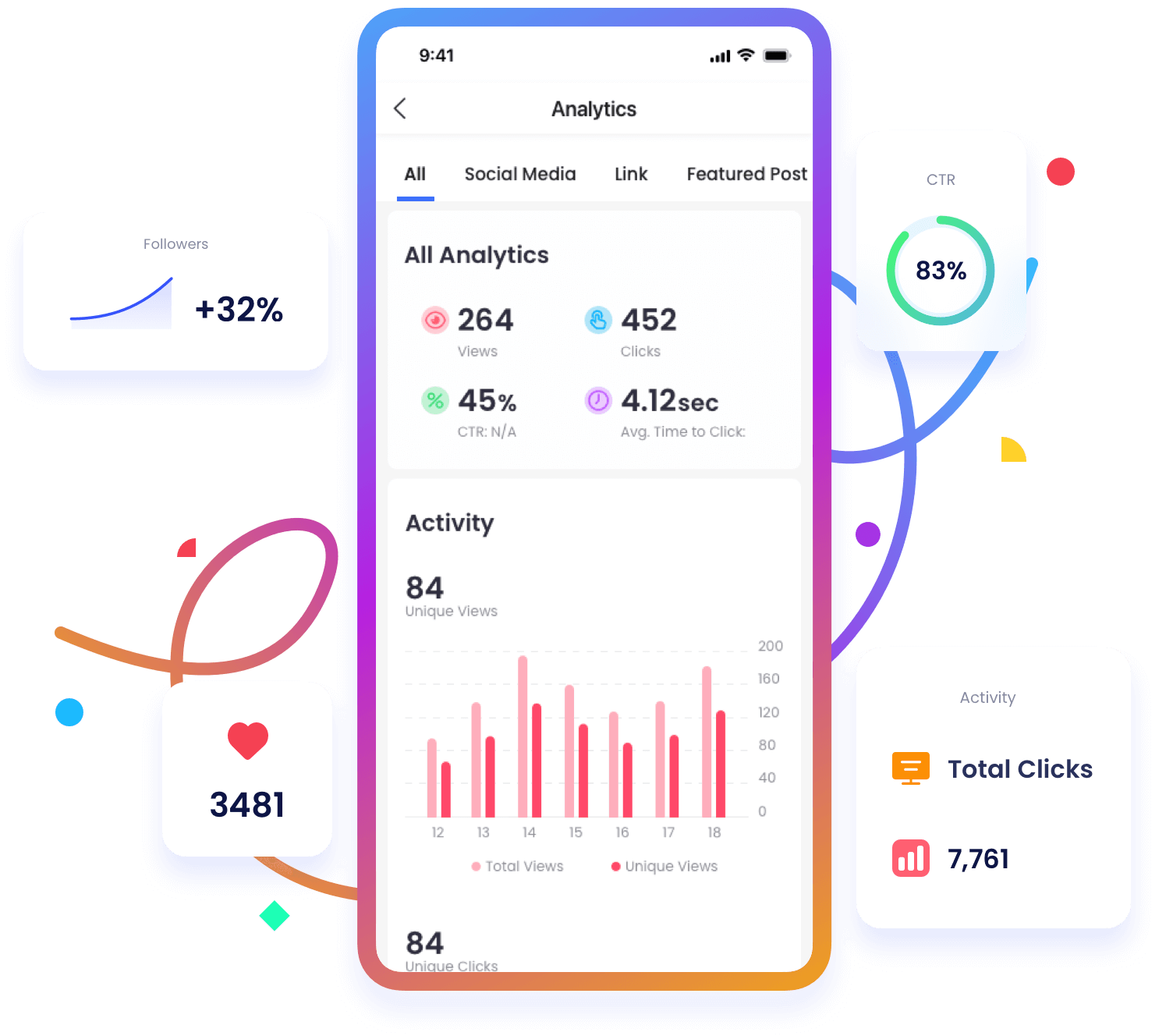 Screenshot of the app links analytics system page